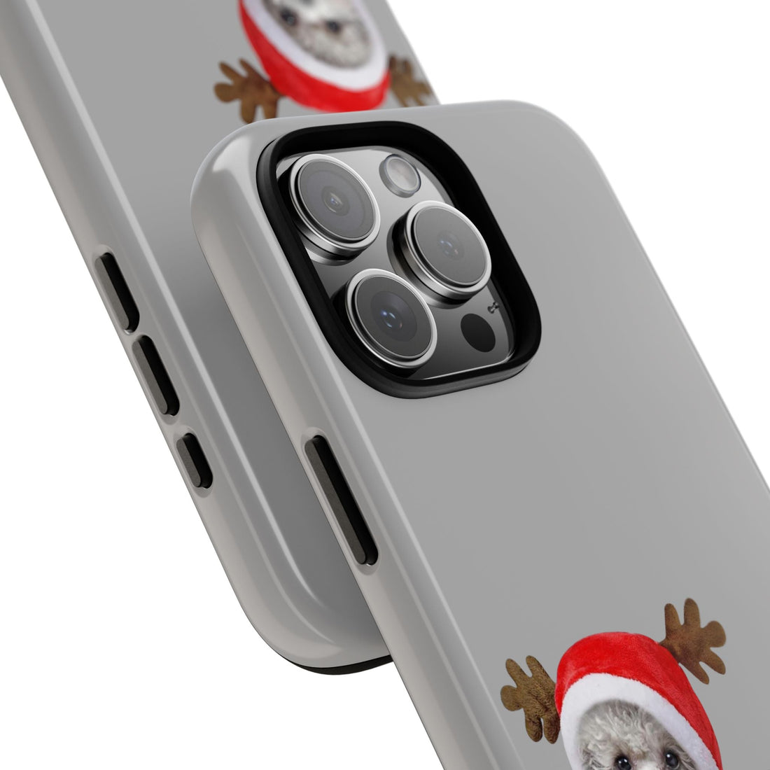 Festive Dog Phone Case with Reindeer Design