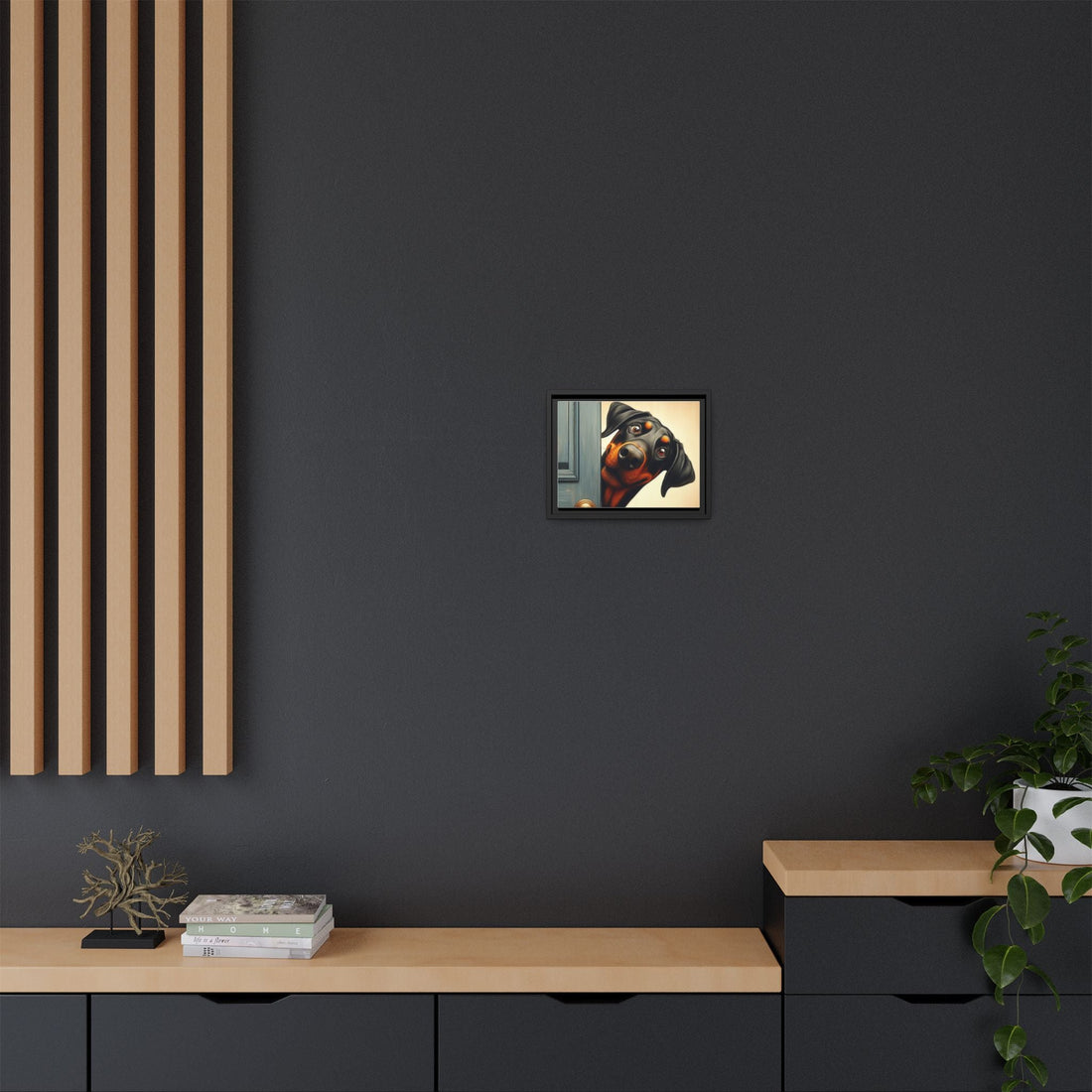 Playful Dog Portrait Canvas – Framed Wall Art