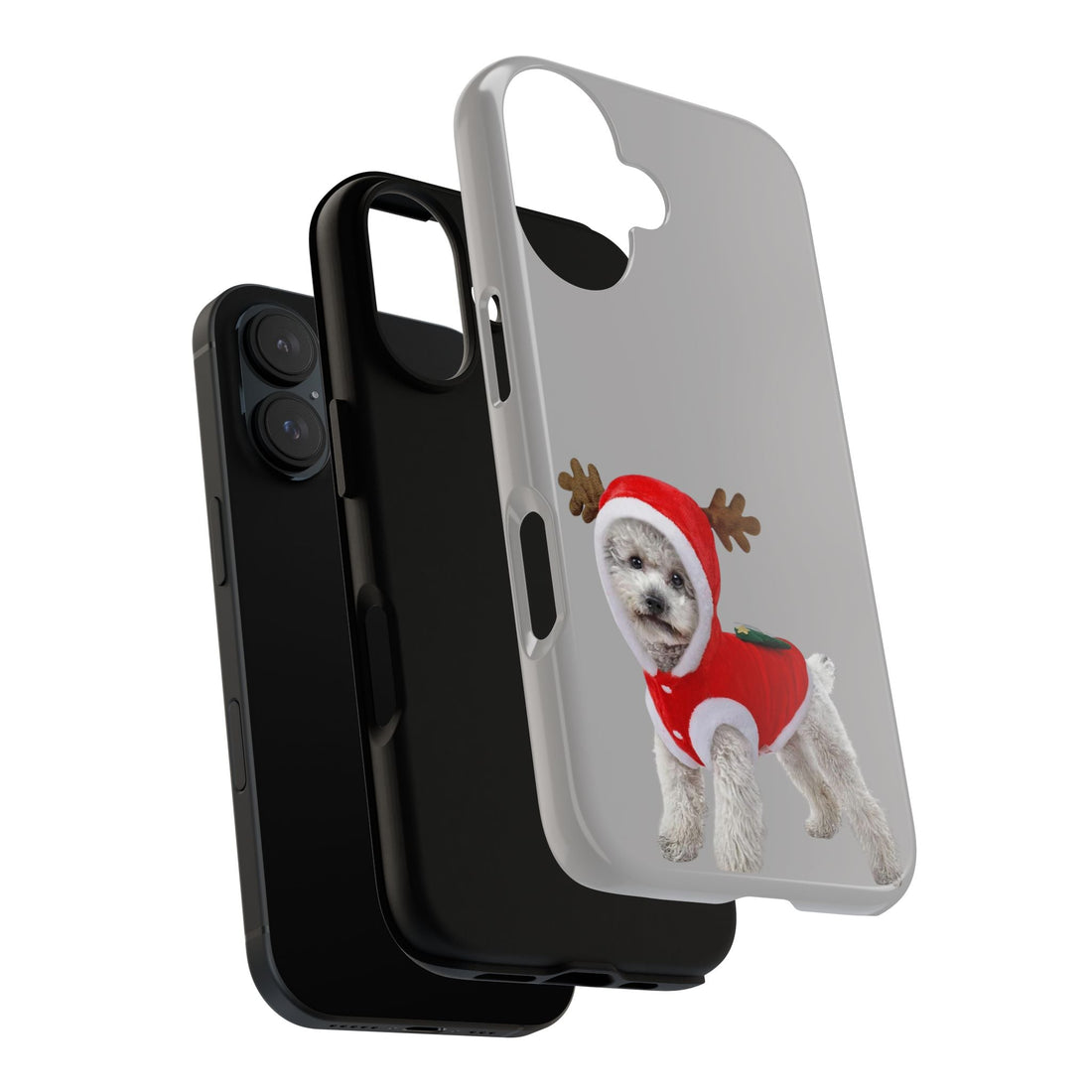 Festive Dog Phone Case with Reindeer Design