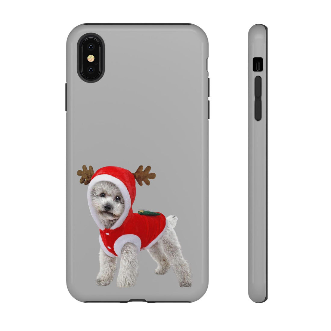 Festive Dog Phone Case with Reindeer Design