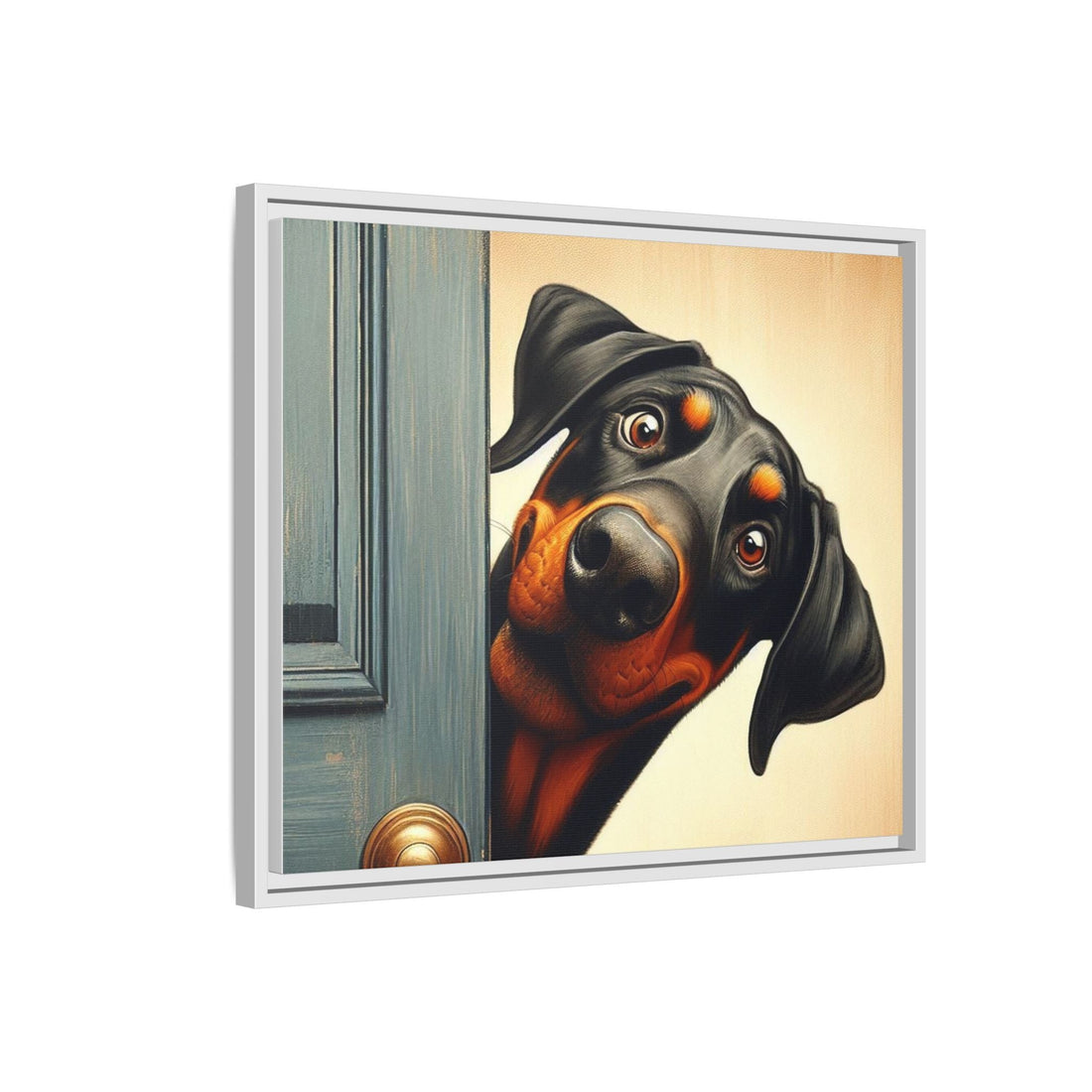 Playful Dog Portrait Canvas – Framed Wall Art