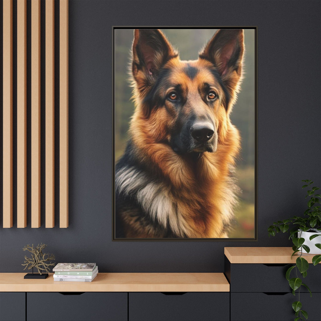 Majestic German Shepherd Framed Canvas Print