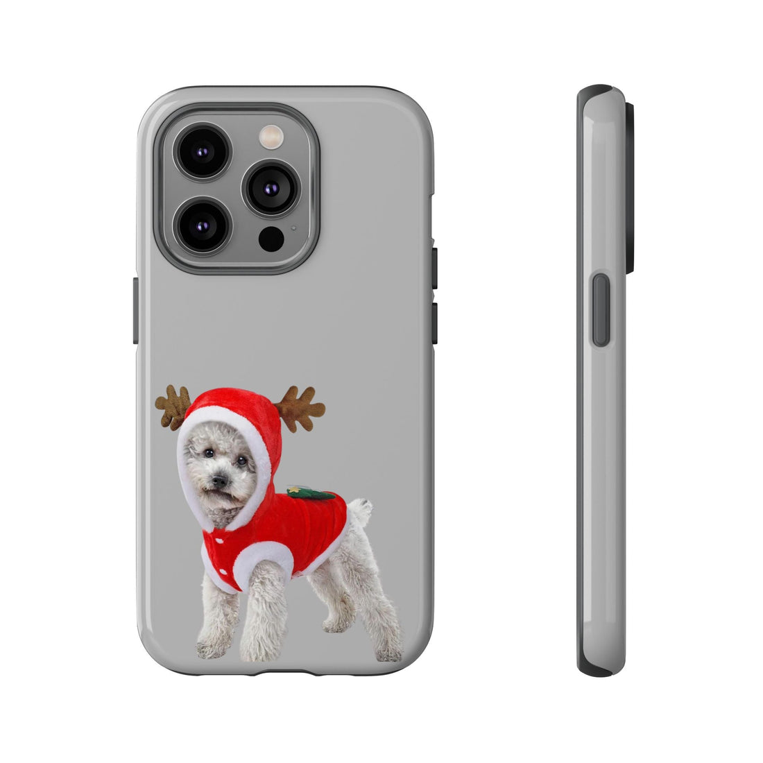 Festive Dog Phone Case with Reindeer Design