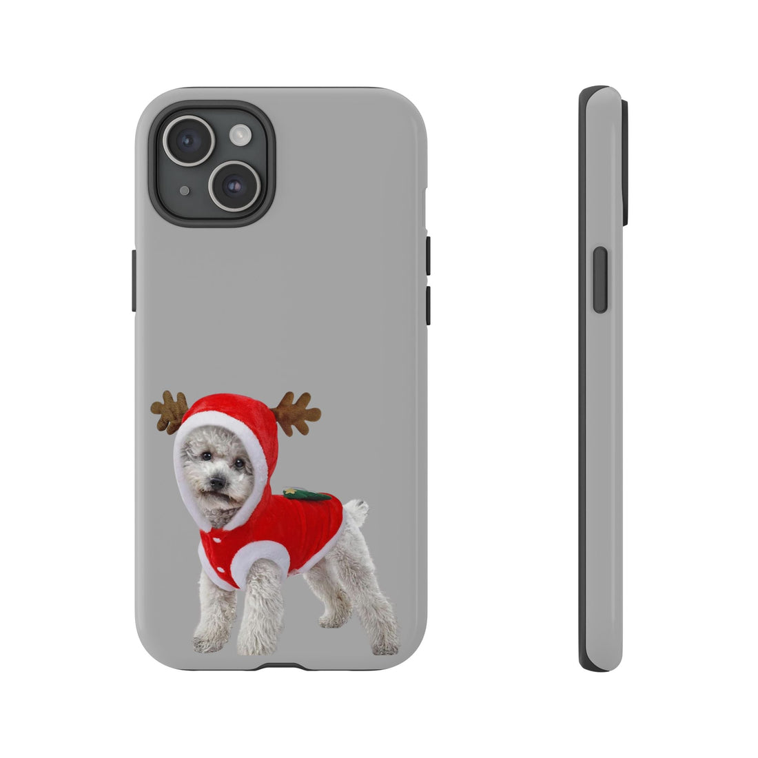 Festive Dog Phone Case with Reindeer Design