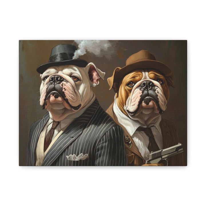 Bulldog Gangster Canvas Art – Funny Dog Decor