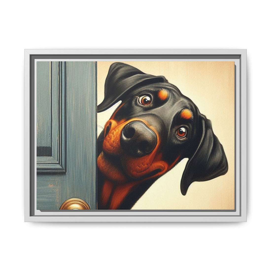 Playful Dog Portrait Canvas – Framed Wall Art