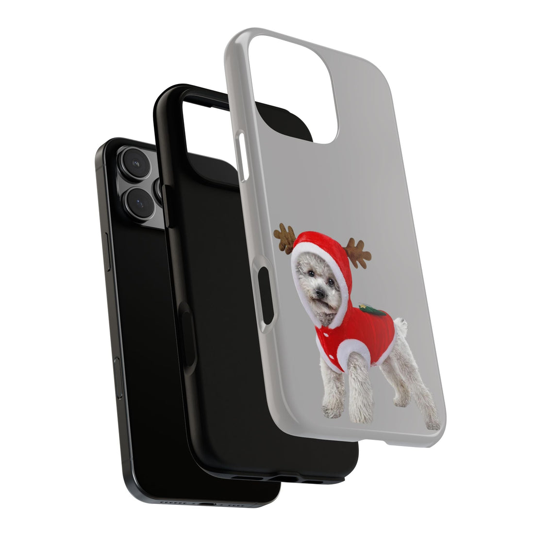 Festive Dog Phone Case with Reindeer Design
