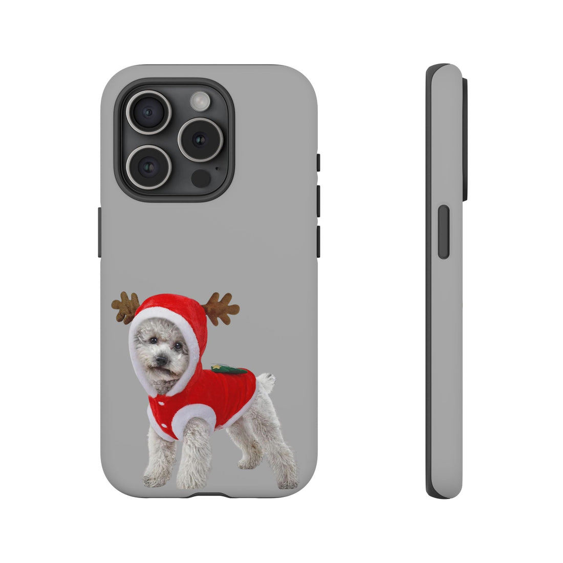 Festive Dog Phone Case with Reindeer Design