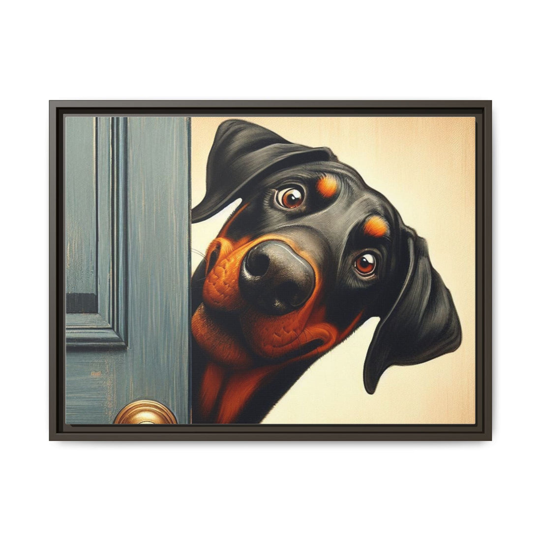 Playful Dog Portrait Canvas – Framed Wall Art
