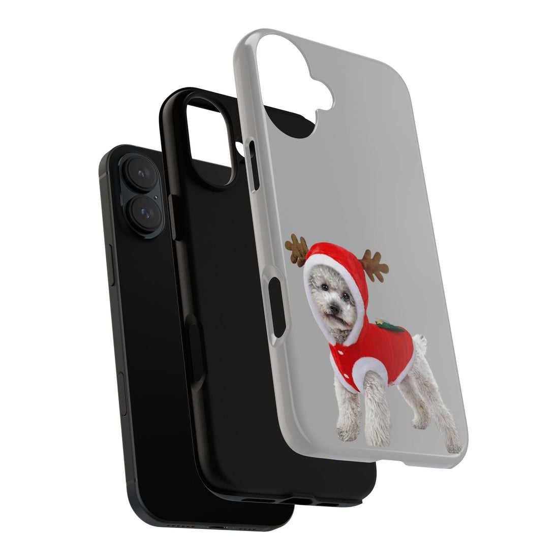 Festive Dog Phone Case with Reindeer Design