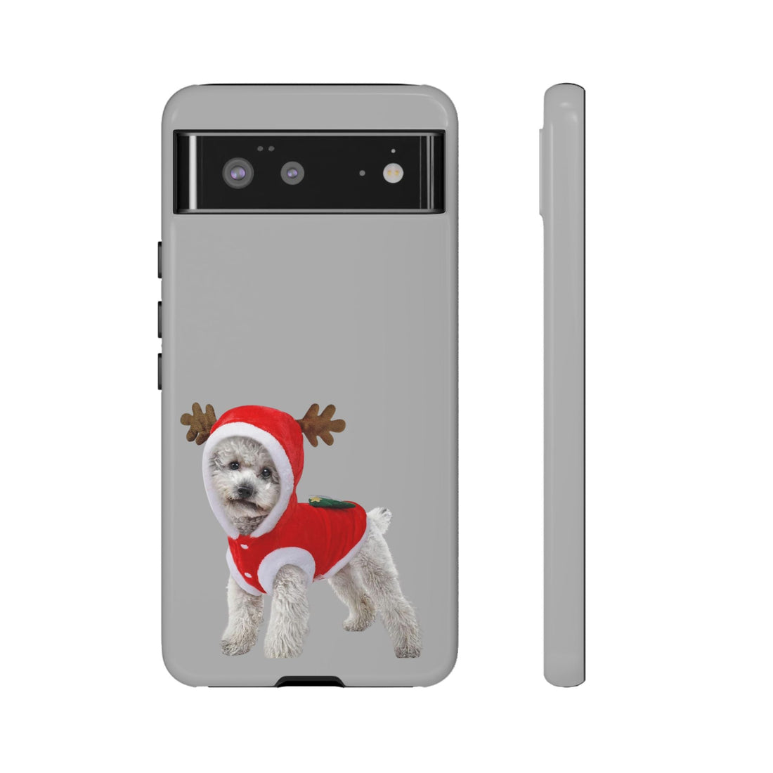 Festive Dog Phone Case with Reindeer Design
