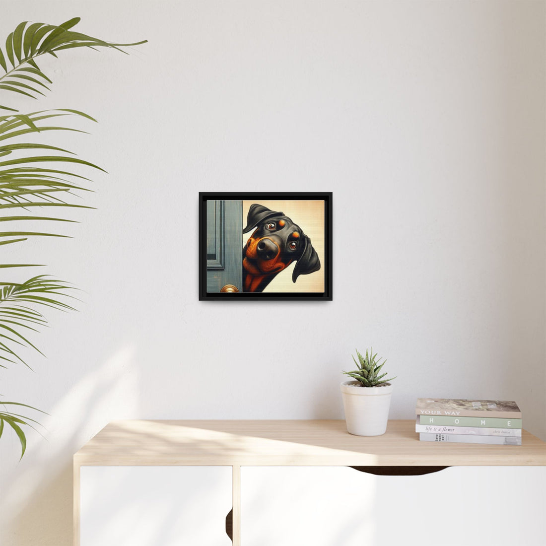 Playful Dog Portrait Canvas – Framed Wall Art
