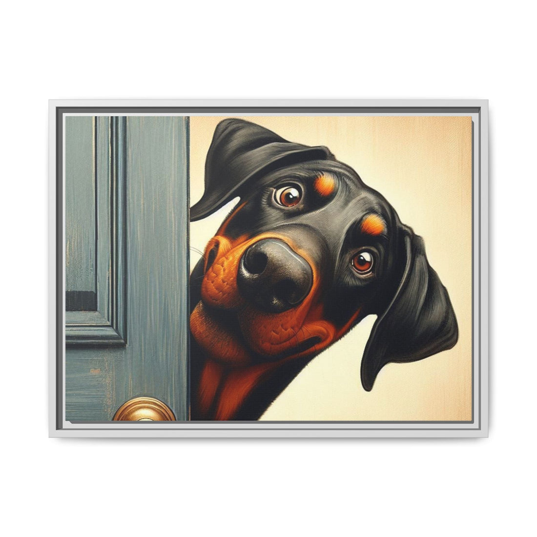 Playful Dog Portrait Canvas – Framed Wall Art