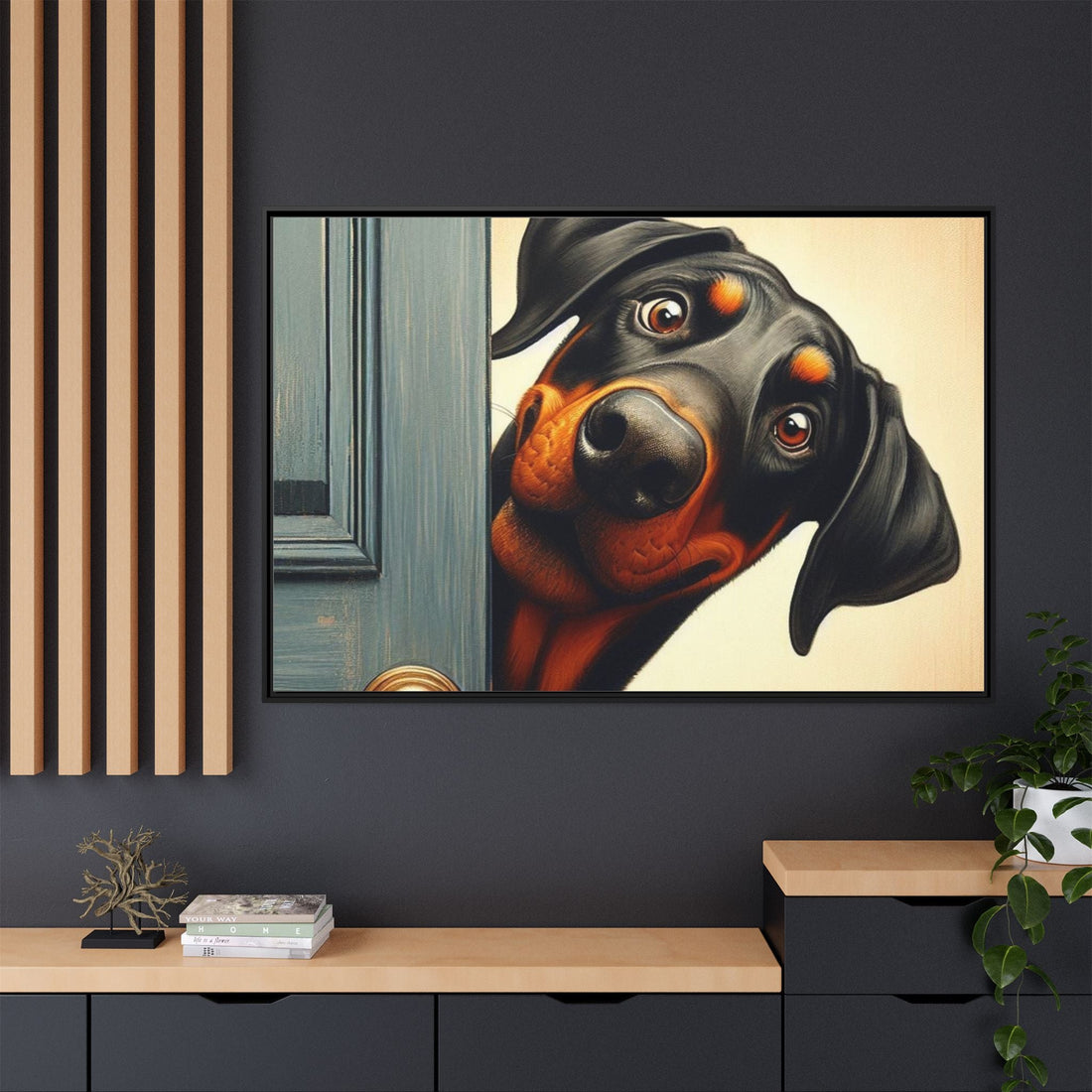 Playful Dog Portrait Canvas – Framed Wall Art
