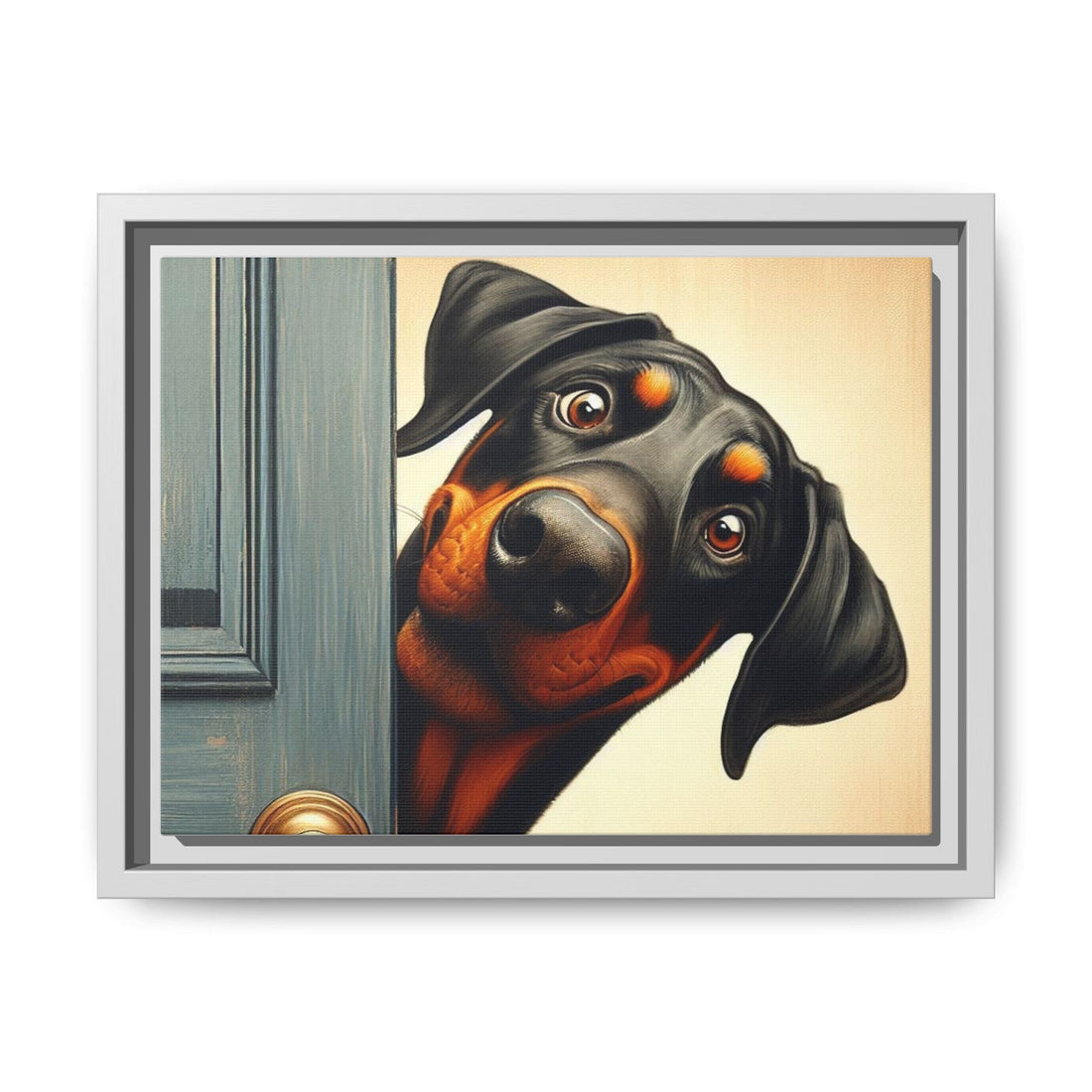 Playful Dog Portrait Canvas – Framed Wall Art