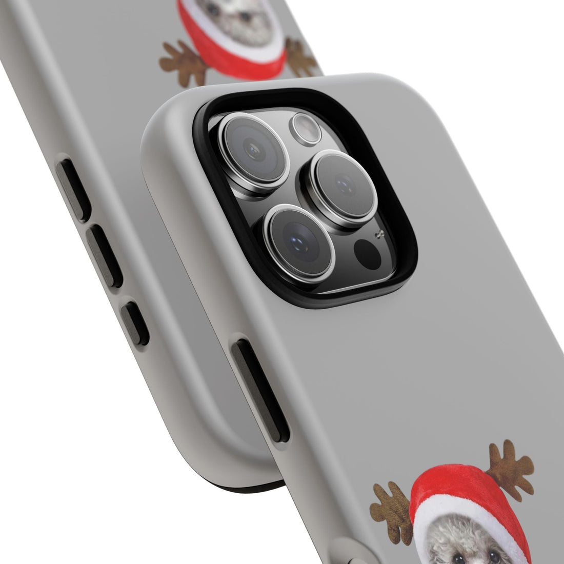 Festive Dog Phone Case with Reindeer Design