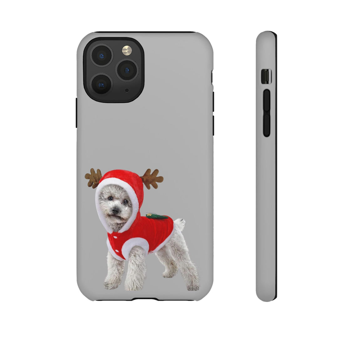 Festive Dog Phone Case with Reindeer Design