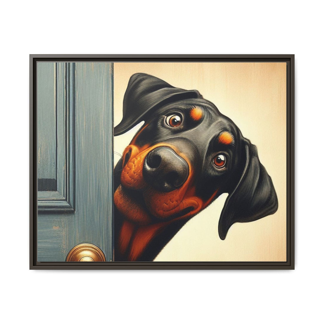Playful Dog Portrait Canvas – Framed Wall Art