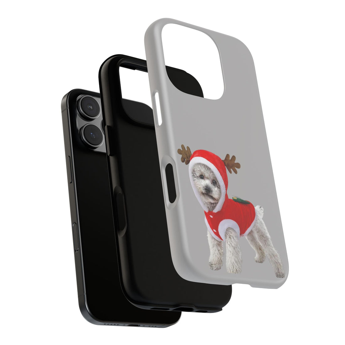 Festive Dog Phone Case with Reindeer Design