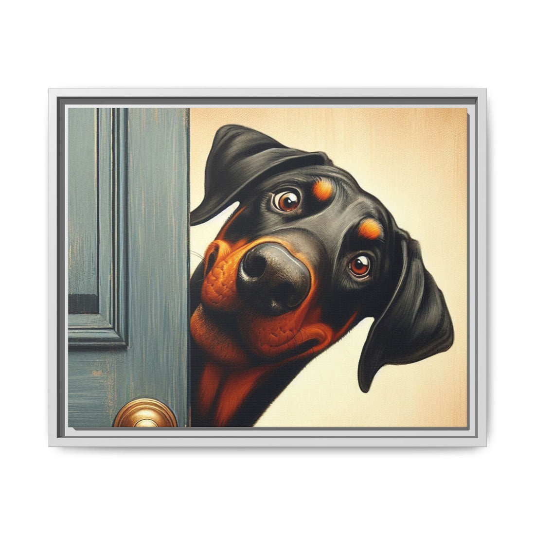 Playful Dog Portrait Canvas – Framed Wall Art