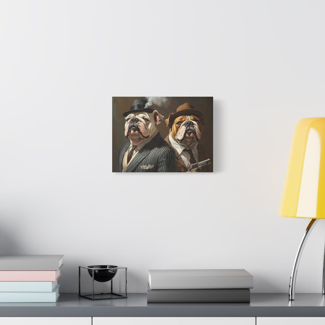 Bulldog Gangster Canvas Art – Funny Dog Decor