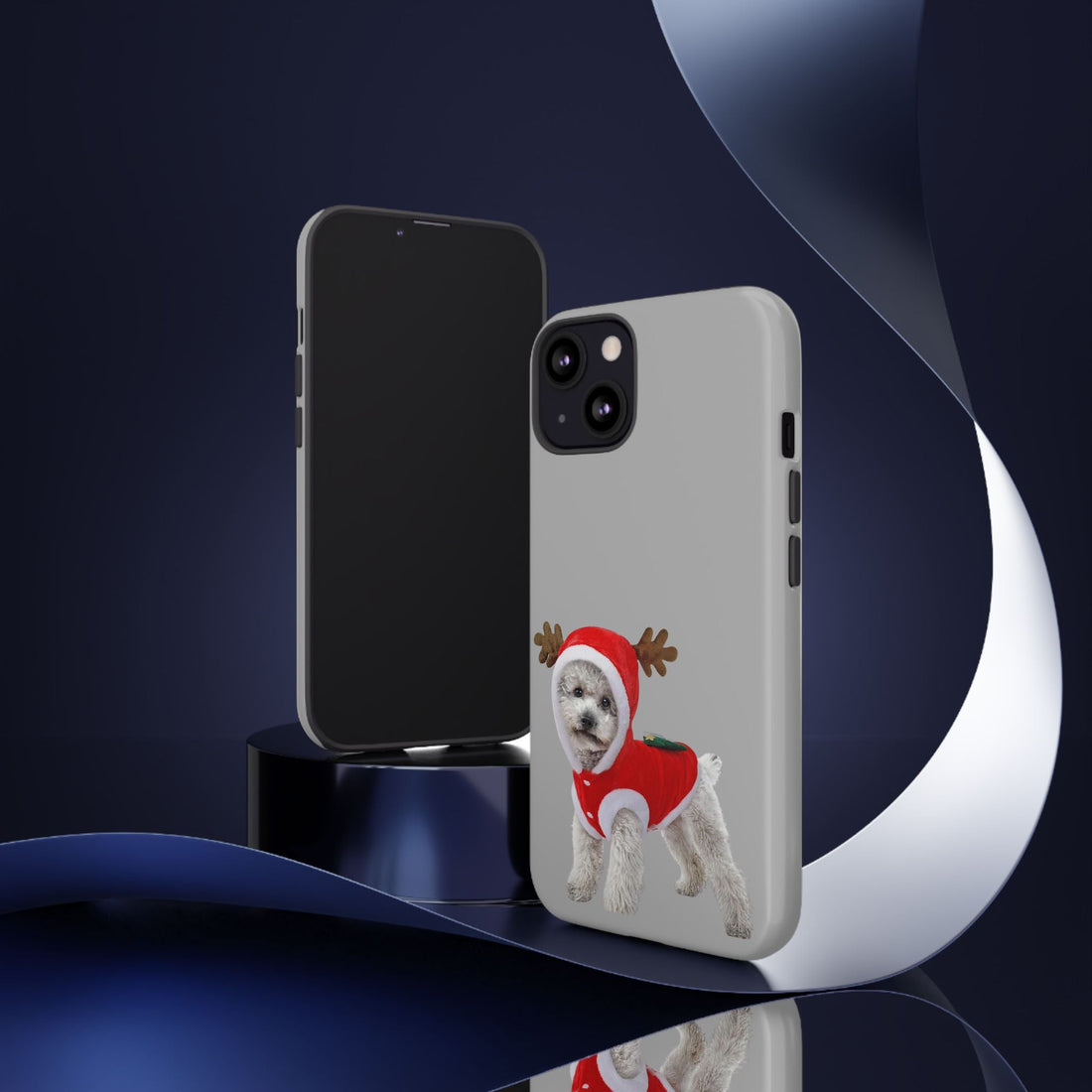 Festive Dog Phone Case with Reindeer Design
