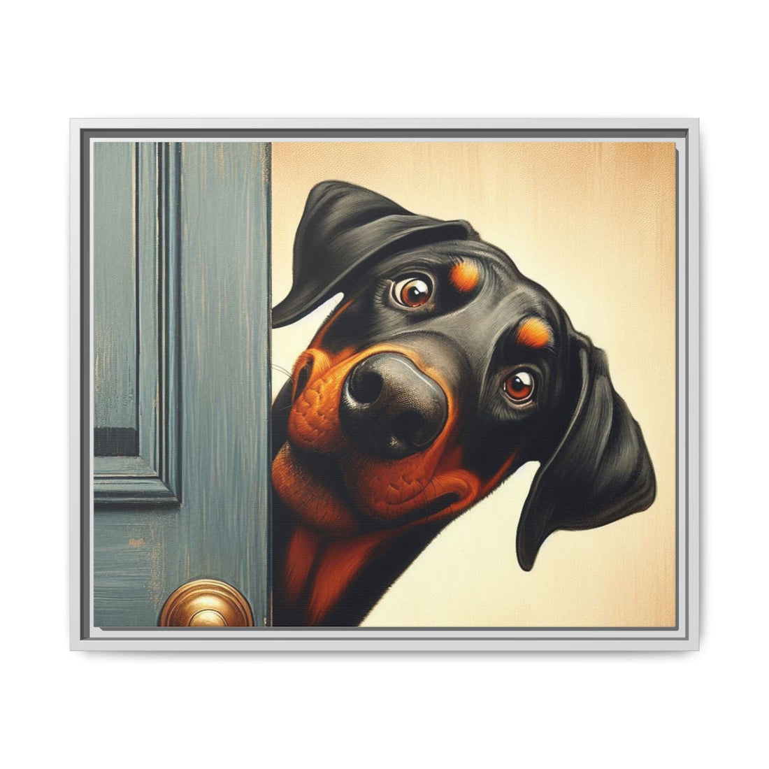 Playful Dog Portrait Canvas – Framed Wall Art