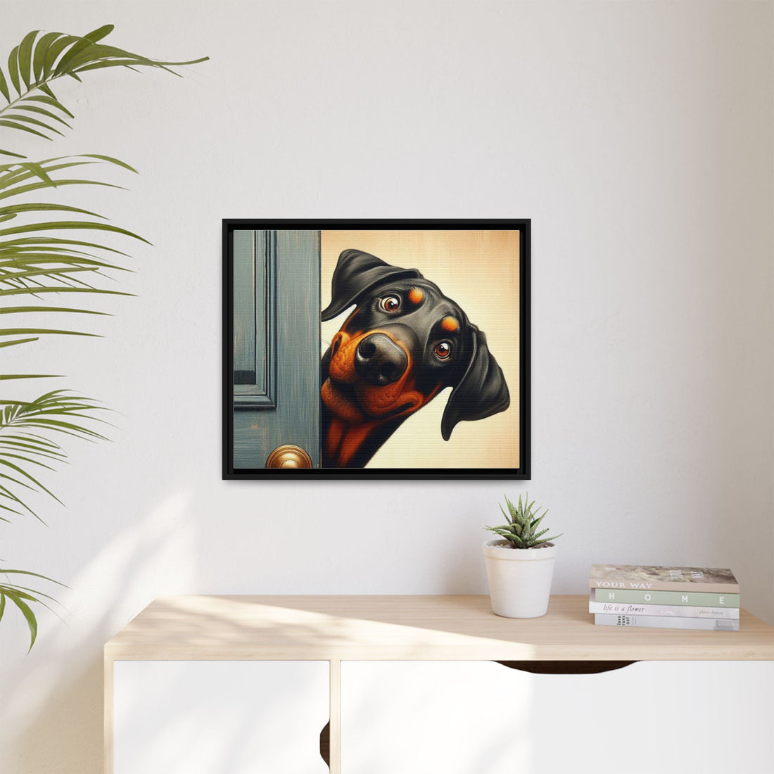 Playful Dog Portrait Canvas – Framed Wall Art