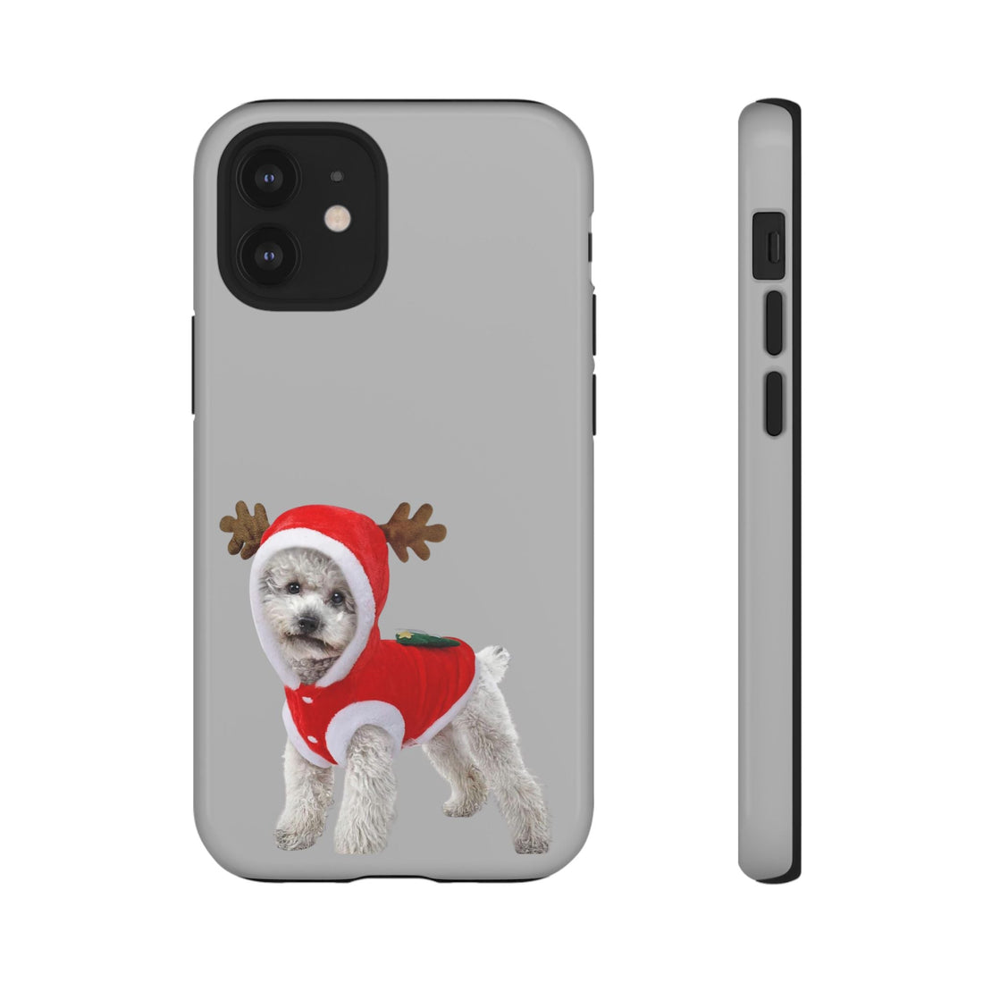 Festive Dog Phone Case with Reindeer Design