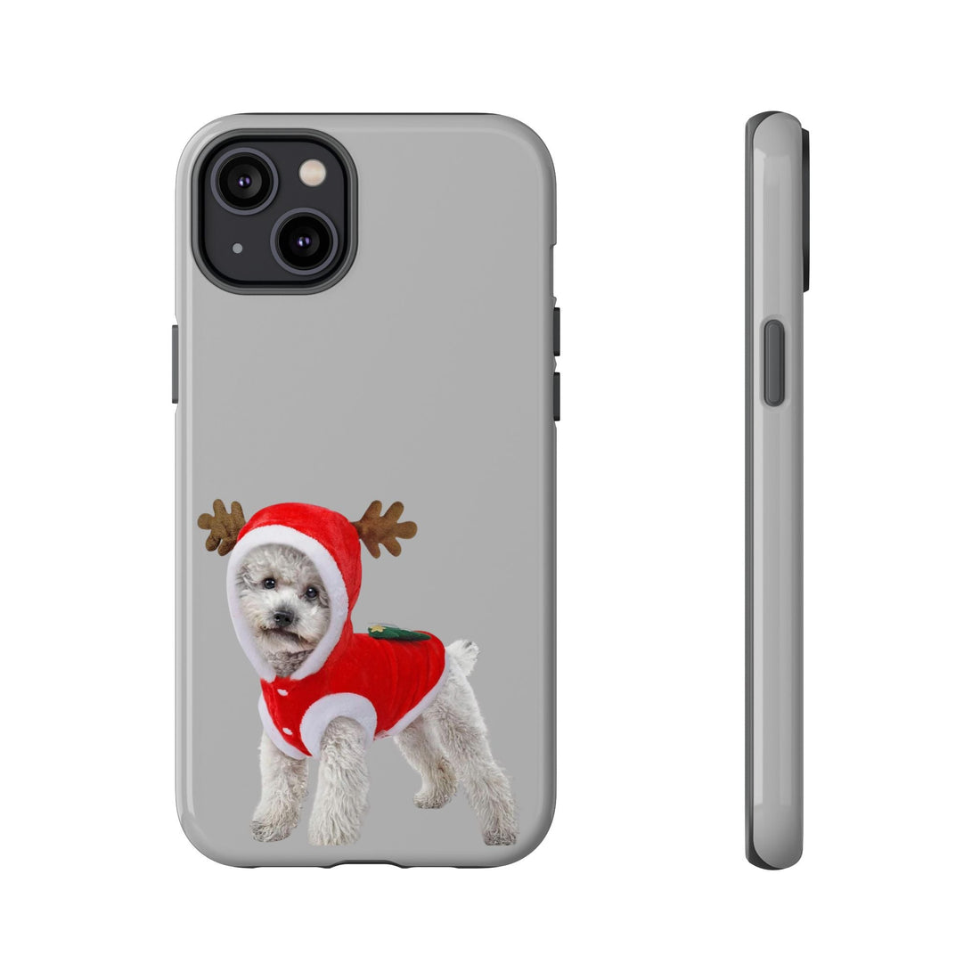 Festive Dog Phone Case with Reindeer Design