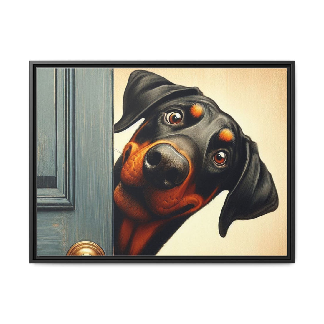 Playful Dog Portrait Canvas – Framed Wall Art