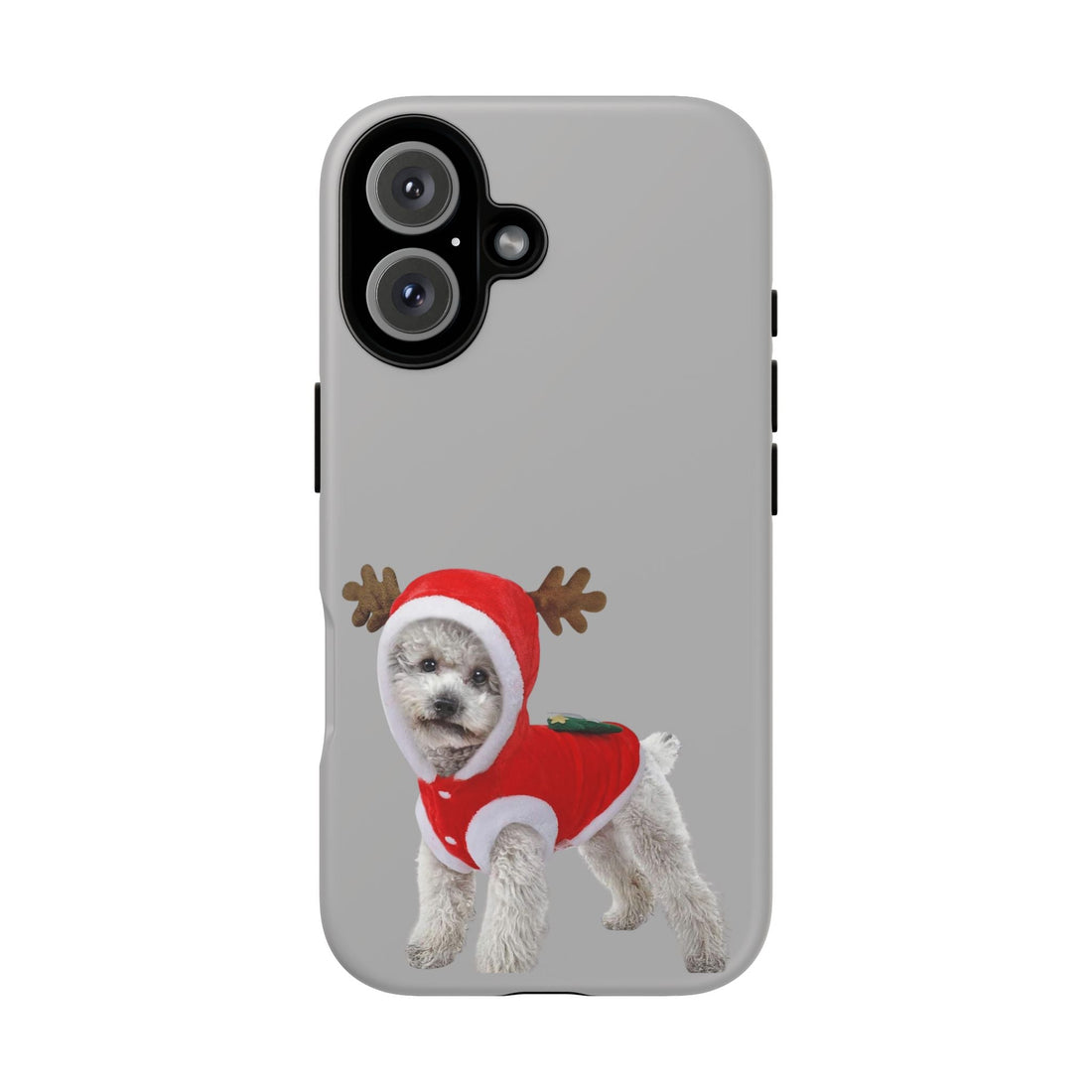 Festive Dog Phone Case with Reindeer Design