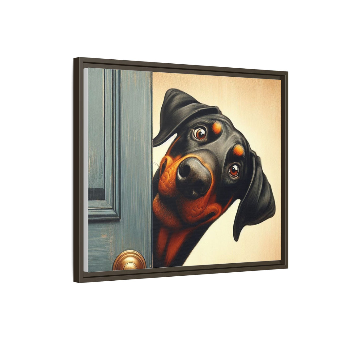 Playful Dog Portrait Canvas – Framed Wall Art