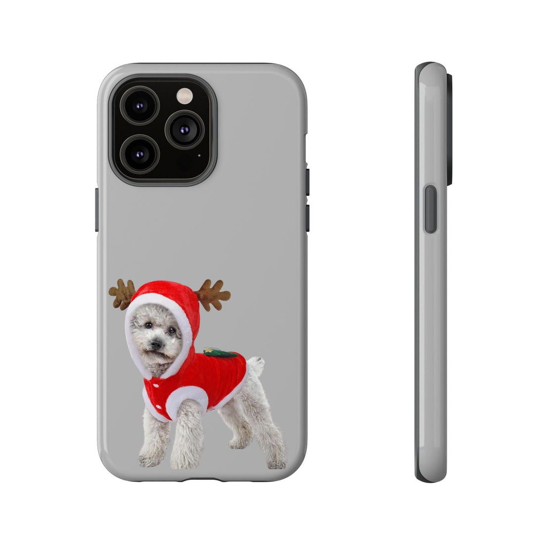 Festive Dog Phone Case with Reindeer Design