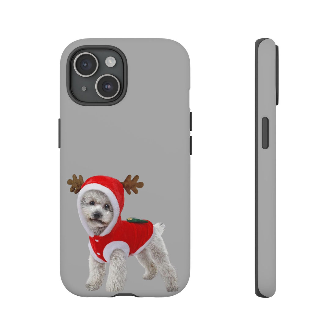 Festive Dog Phone Case with Reindeer Design