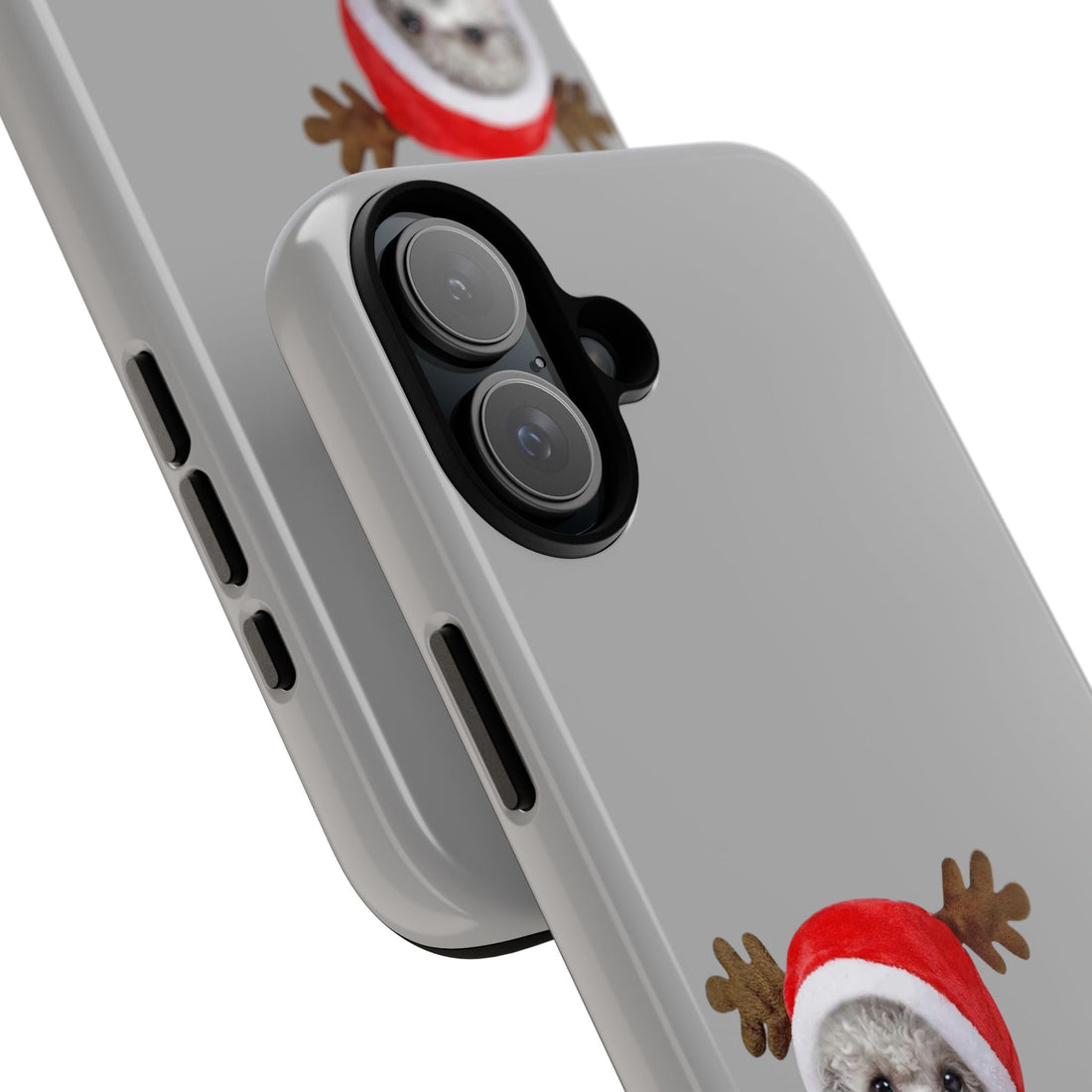 Festive Dog Phone Case with Reindeer Design