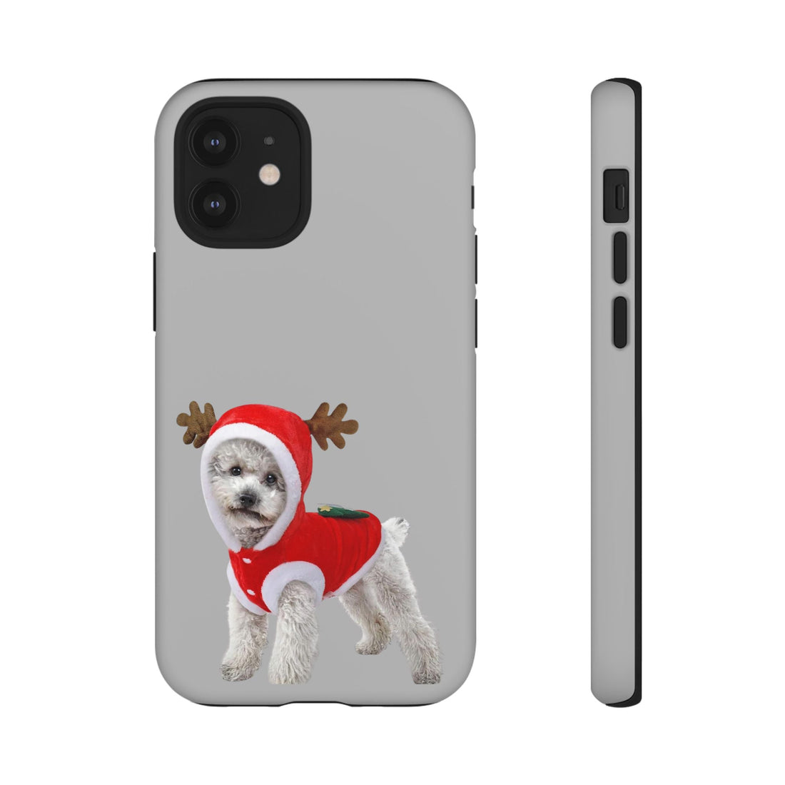 Festive Dog Phone Case with Reindeer Design