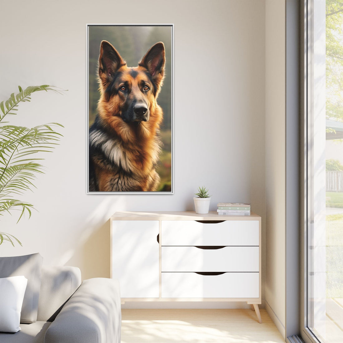 Majestic German Shepherd Framed Canvas Print
