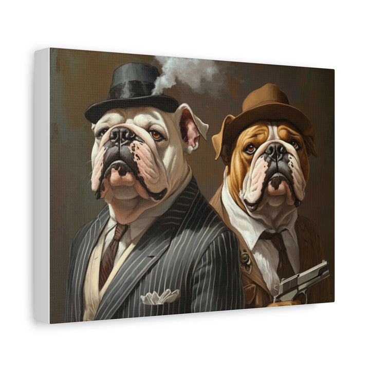 Bulldog Gangster Canvas Art – Funny Dog Decor