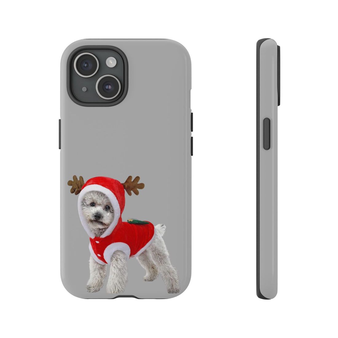 Festive Dog Phone Case with Reindeer Design