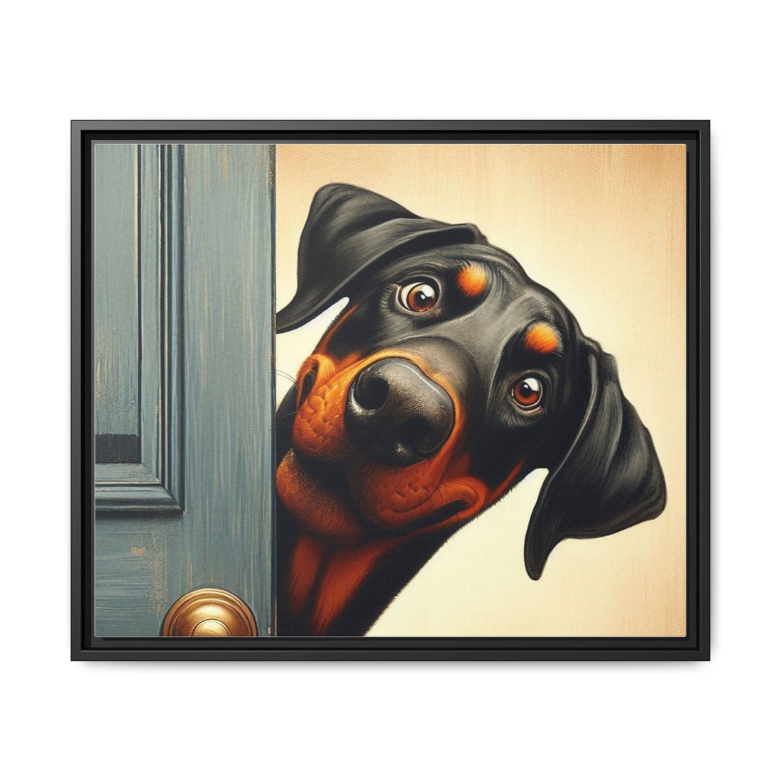 Playful Dog Portrait Canvas – Framed Wall Art