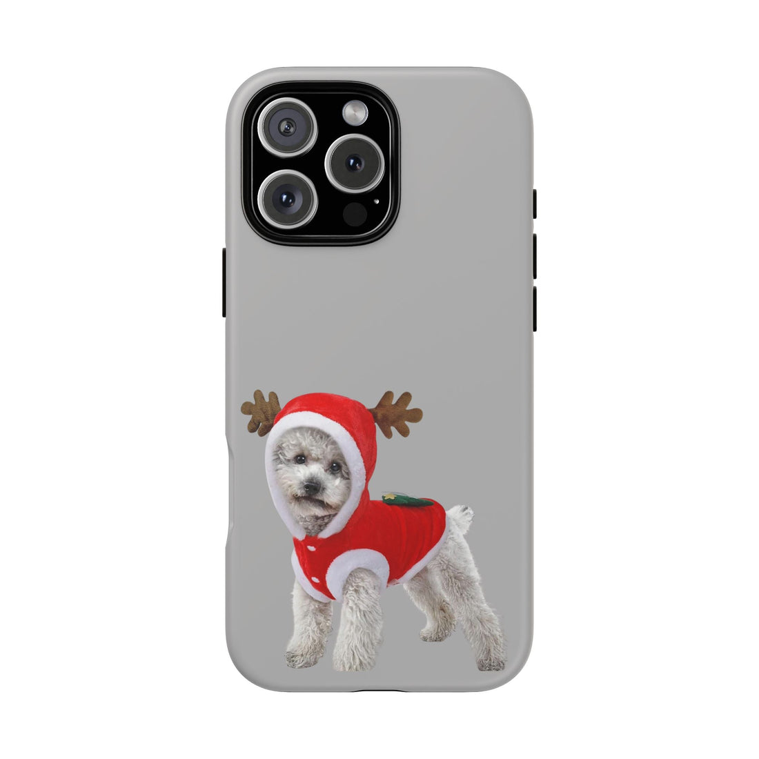 Festive Dog Phone Case with Reindeer Design