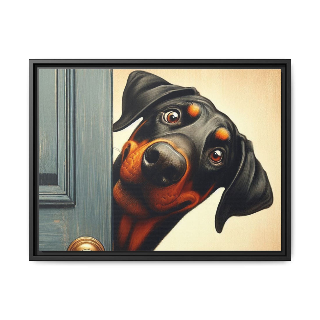 Playful Dog Portrait Canvas – Framed Wall Art
