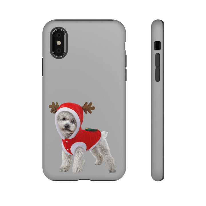 Festive Dog Phone Case with Reindeer Design