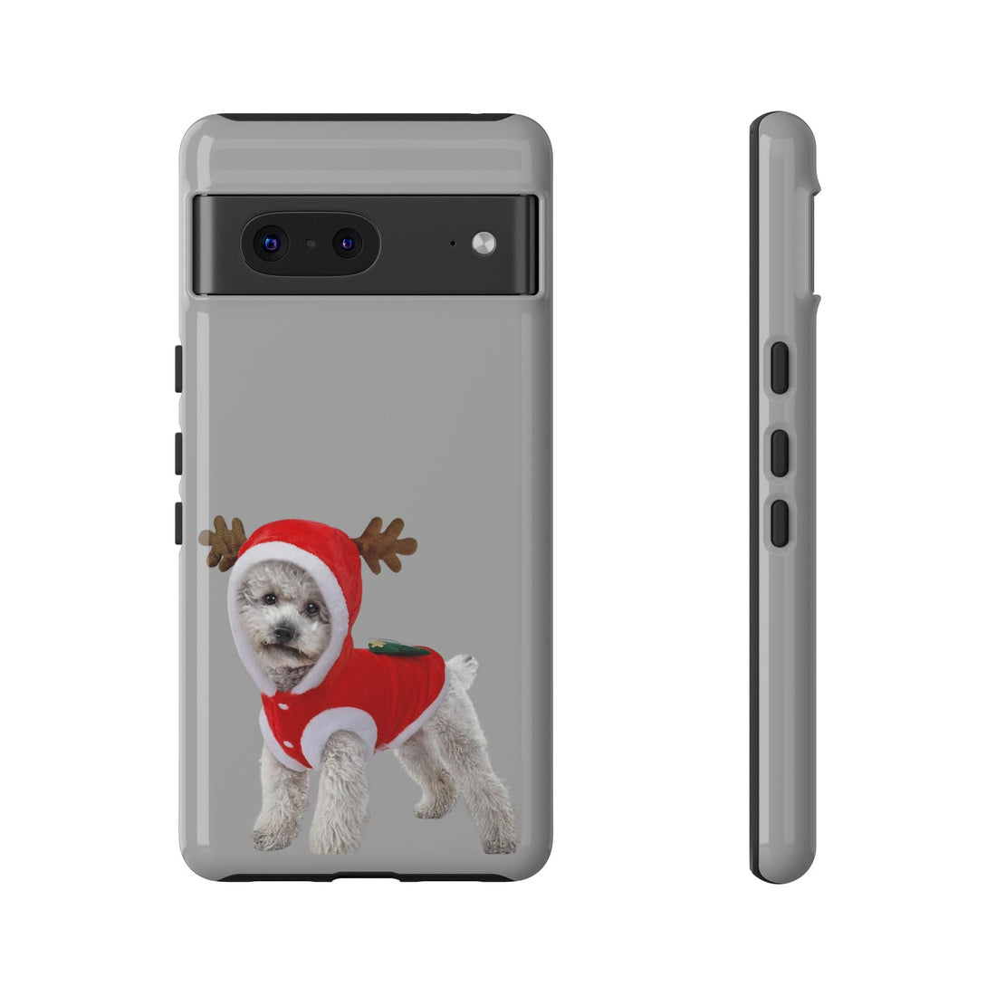 Festive Dog Phone Case with Reindeer Design