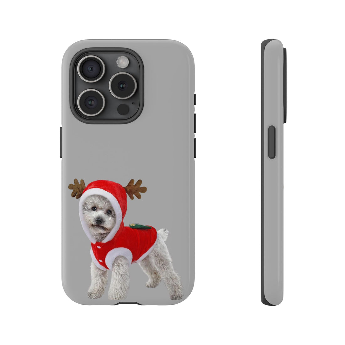 Festive Dog Phone Case with Reindeer Design