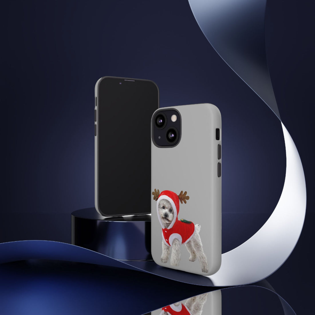 Festive Dog Phone Case with Reindeer Design