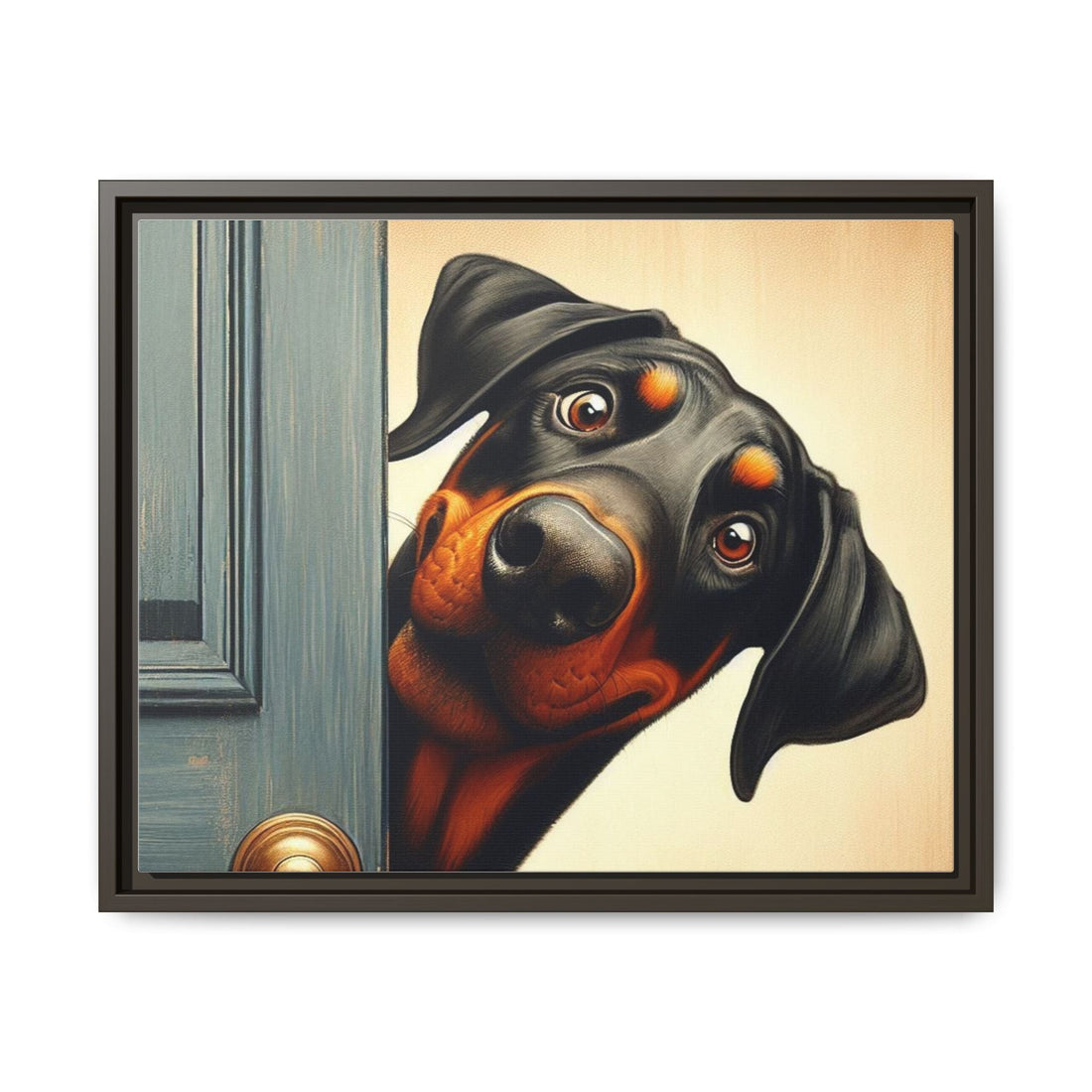 Playful Dog Portrait Canvas – Framed Wall Art