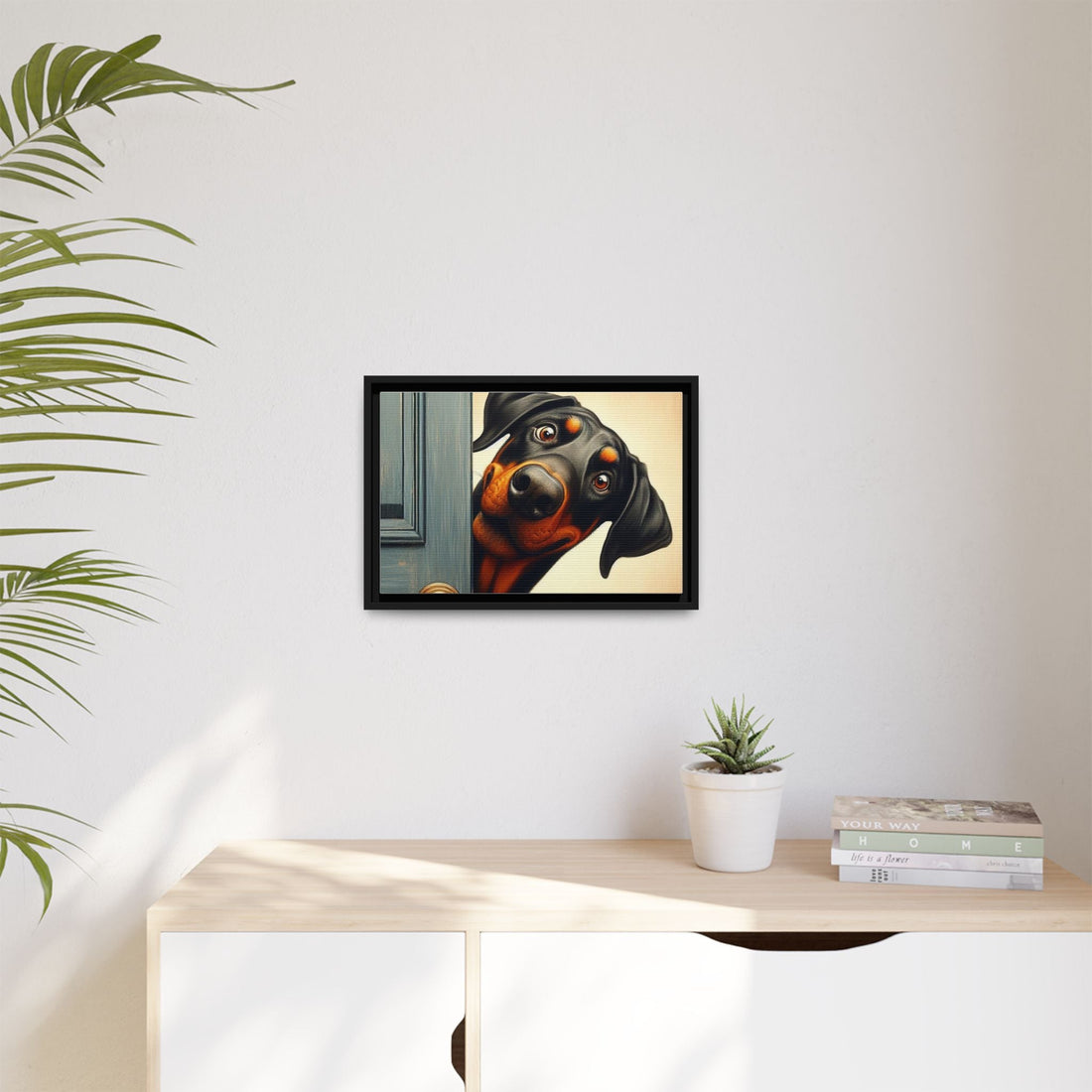 Playful Dog Portrait Canvas – Framed Wall Art
