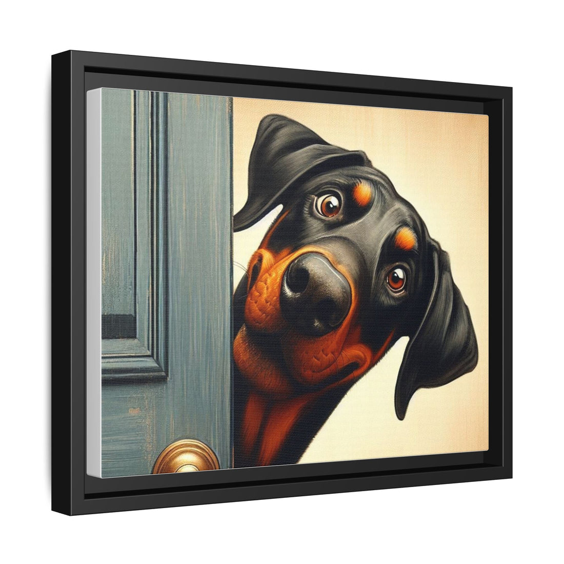Playful Dog Portrait Canvas – Framed Wall Art